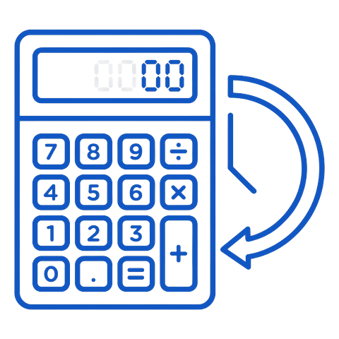 A calculator with a progress arc